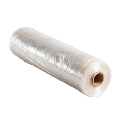 Roll of plastic wrap is shown on top view on transparent background