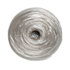 Roll of plastic wrap is shown on top view on transparent background