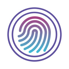 Fingerprint icon with purple pink blue gradient inside concentric circles symbol identity