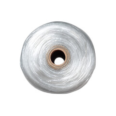 Roll of plastic wrap is shown on top view on transparent background