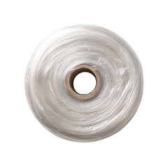 Roll of plastic wrap is shown on top view on transparent background