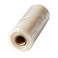Roll of plastic wrap is shown on top view on transparent background
