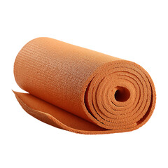 Rolled up orange yoga mat on transparent background