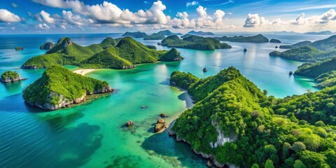 Naklejka premium Breathtaking Aerial View of Tropical Islands and Clear Blue Water