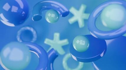 Abstract composition with floating blue geometric elements is perfect for design projects, backgrounds, presentations, and digital art concepts. - Powered by Adobe