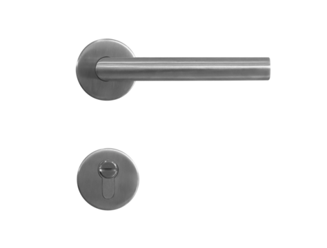Metal door handle lock or Lever door knob isolated on white background