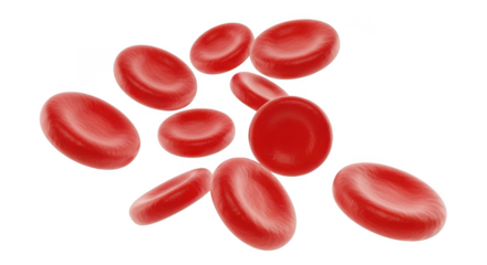 Red blood cells isolated on transparent background