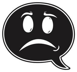 Obraz premium Sad Face Expression in Thought Bubble Black and White Depression Concept Message
