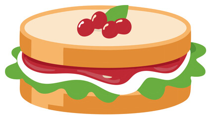 Vector Illustration of a Delicious Sandwich with Jam and Cranberries