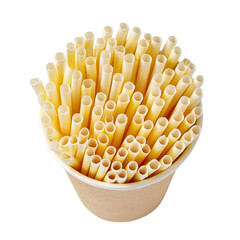 Skin Cup filled with white or yellow straws on transparent background