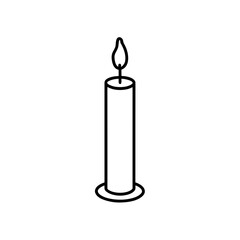 Illustration of a single burning candle on transparent background