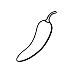 Simple outline drawing of a chili pepper on transparent background
