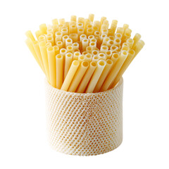 Skin Cup filled with white or yellow straws on transparent background