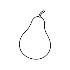 Outline drawing of a single pear fruit on transparent background