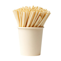 Skin Cup filled with white or yellow straws on transparent background
