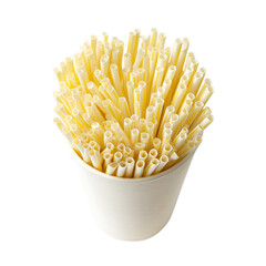 Skin Cup filled with white or yellow straws on transparent background