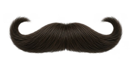 Black mustache isolated on transparent background