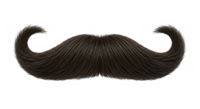 Black mustache isolated on transparent background