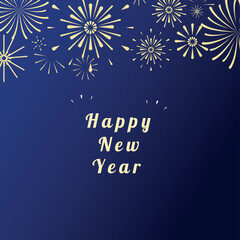 New year banner with fireworks. Vector illustration