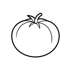 Outline drawing of a single ripe tomato on transparent background