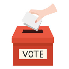 Hand inserting ballot into vote box: election day concept