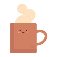 Flat Vector Illustration of a Hot Coffee Cup with Steam Rising