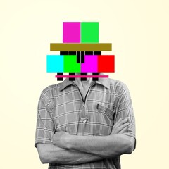 Design, contemporary art collage. Error thoughts geometry.