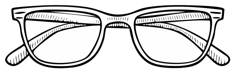 Outlined Glasses Illustration for Vision Correction or Stylish Accessory in Black and White