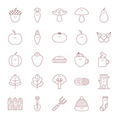 Flat Autumn Icon Illustration Set
