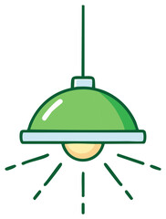 Obraz premium Simple green hanging pendant light fixture with radiating light beams