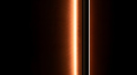 Abstract Copper Metallic Light Beam on Black Background Modern Artistic Design