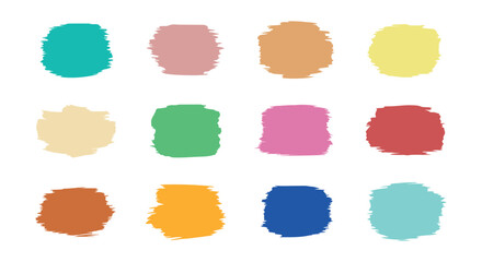 Colorful Paint Brush Stroke Vector Swatches Set Isolated on White Background for Design, Art, and Branding Projects