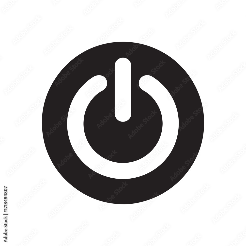 Poster simple and recognizable power button icon design for electronic devices and user interface elements,