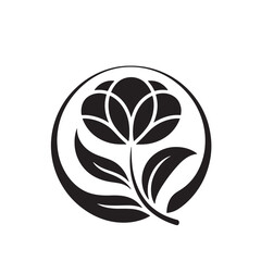 Elegant Circular Floral Emblem A Symbolic Representation of Natural Beauty Harmony and Growth in a Classic Silhouette Design
