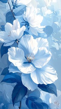 Delicate, light blue flowers in bloom