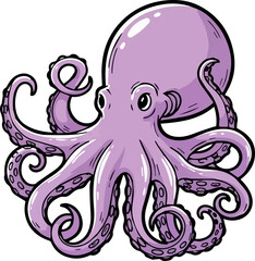 Obraz premium Illustration of a Purple Cartoon Octopus