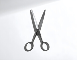 A sharp silhouette of a pair of scissors on a white background. A simple, minimalist icon for cutting, crafting, or hairdressing. Generative AI