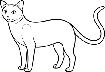 Black Cat Outline - Vector Illustration for Design