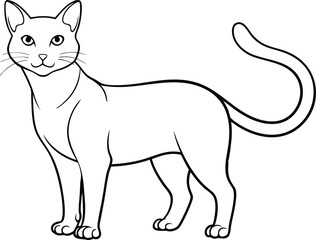 Black Cat Outline - Vector Illustration for Design