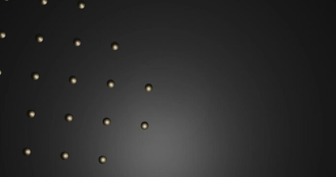 Anima&ccedil;&atilde;o 3D em loop de cilindros dourados dispostos em arranjo radial que giram lentamente enquanto pulsam de tamanho, criando um padr&atilde;o hipn&oacute;tico e premium.