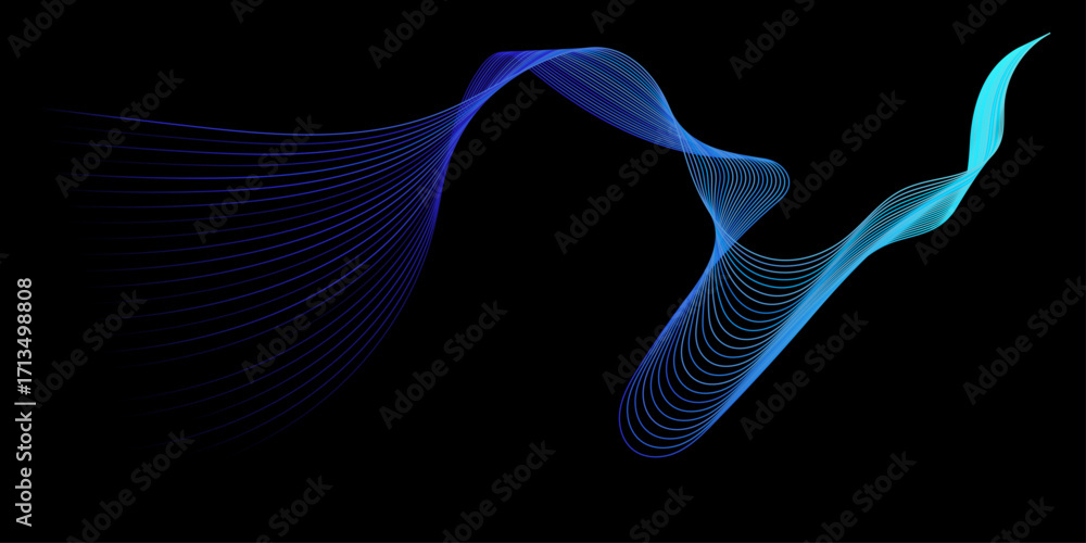 Aufkleber abstract flowing dynamic wavy lines isolated on dark background.