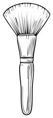 Contour Drawing of Cosmetic Makeup Brush with Bristles and Wooden Handle for Beauty Illustration