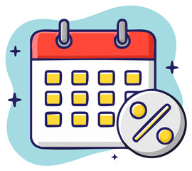 Calendar with Percentage Symbol for Discount or Sale Event Planning