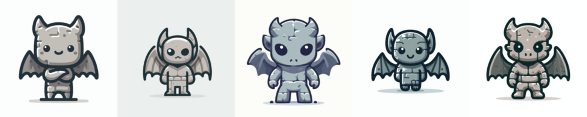 Chibi Gargoyle Cute Vector – Kawaii Stone Monster Cartoon Illustration