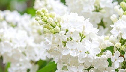 Close White Lilac Blossoms