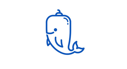 Obraz premium Simple Blue Whale Icon with Rounded Body and Tail Fins.