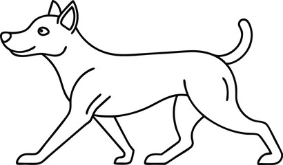 Cute Small Dog Running Outline. Continuous Line Drawing Vector. Little Dog Running - Outline Stroke Drawing Vector
