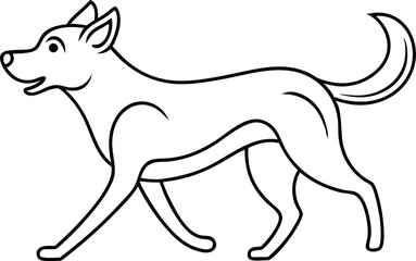Puppy Running Line Art. Outline Vector Illustration. Running Dog Outline - Small Pet Vector Line Art,  Puppy Running Vector - One Line Drawing Illustration. 