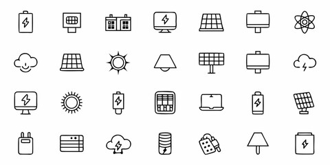 Collection of  Modern energy icons collection for sustainable technology, power, and innovation projects