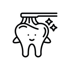 Black line icon for kids dental care